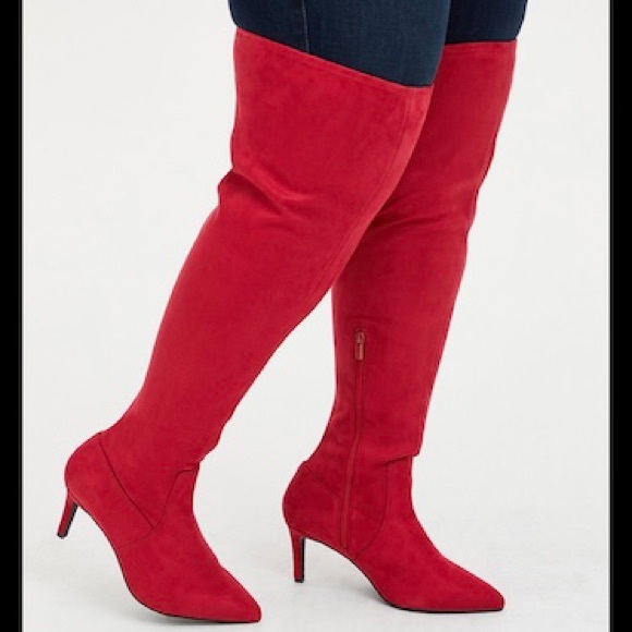torrid Shoes - Torrid Red Over The Knee Healed Boots 8.5 Wide